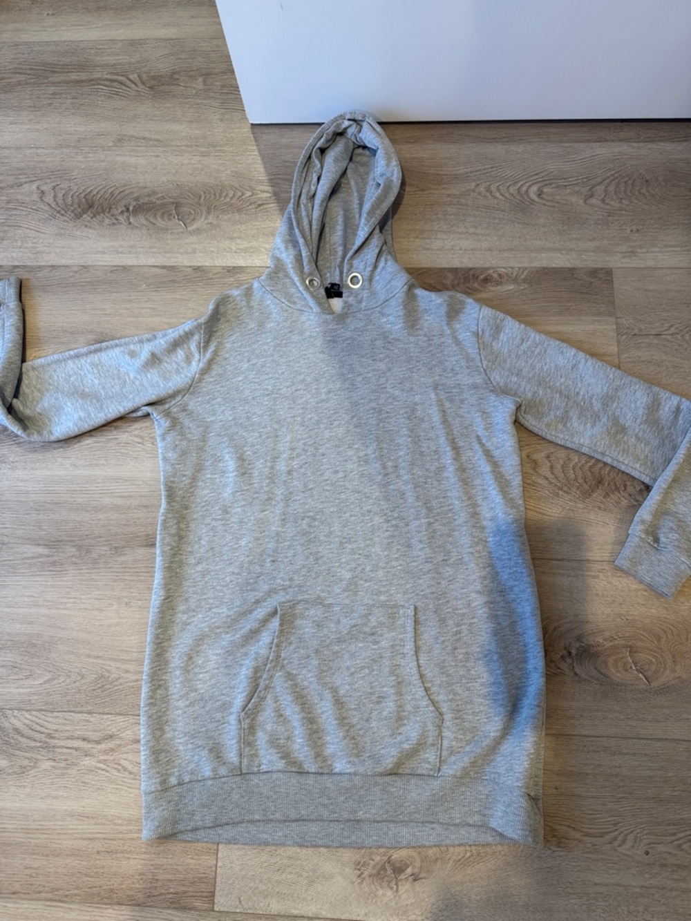Casual long Grey Hooded women Sweatshirt